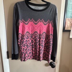 Crazy Train Gray and Pink Leopard Sweatshirt